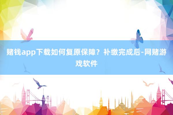 赌钱app下载如何复原保障？补缴完成后-网赌游戏软件